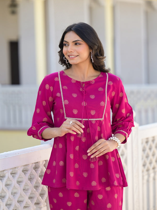 Stylum Women's Ethnic Motifs Printed Rayon Co-Ord Set (CSMGNTADAWN)