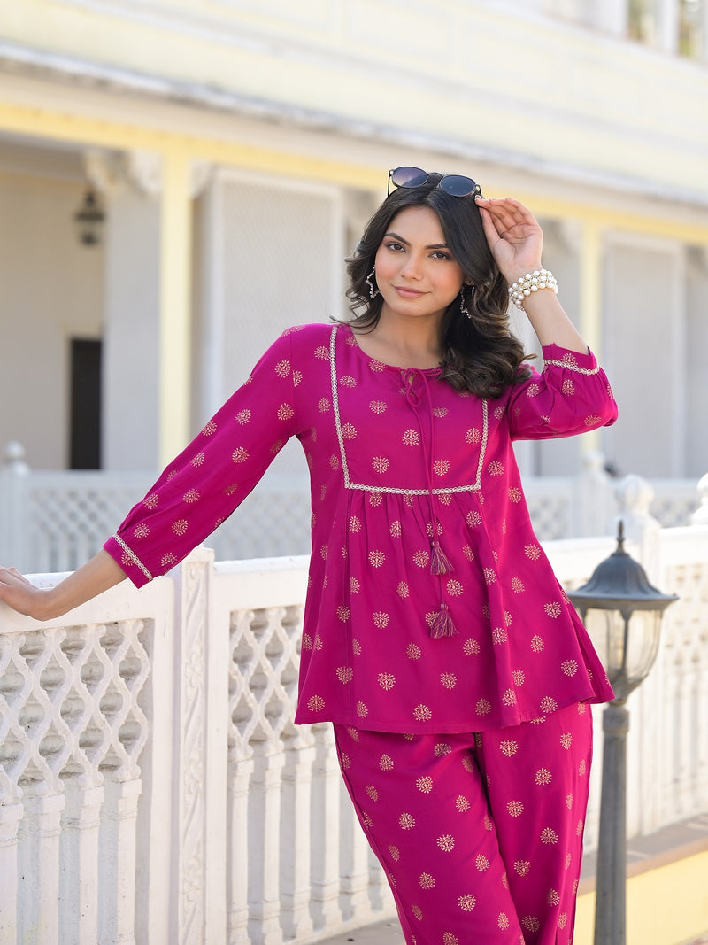 Stylum Women's Ethnic Motifs Printed Rayon Co-Ord Set (CSMGNTADAWN)