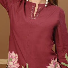 Stylum Women's Magenta Solid Cotton Co-Ord Set (CSMAGENTARUKKA)