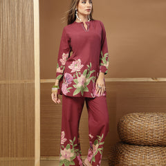 Stylum Women's Magenta Solid Cotton Co-Ord Set (CSMAGENTARUKKA)