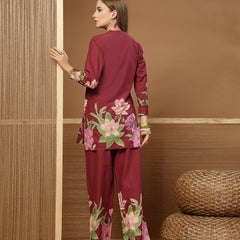 Stylum Women's Magenta Solid Cotton Co-Ord Set (CSMAGENTARUKKA)