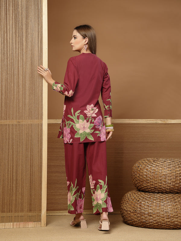 Stylum Women's Magenta Solid Cotton Co-Ord Set (CSMAGENTARUKKA)