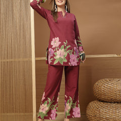 Stylum Women's Magenta Solid Cotton Co-Ord Set (CSMAGENTARUKKA)