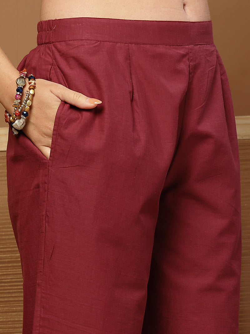 Stylum Women's Magenta Solid Cotton Co-Ord Set (CSMAGENTARUKKA)