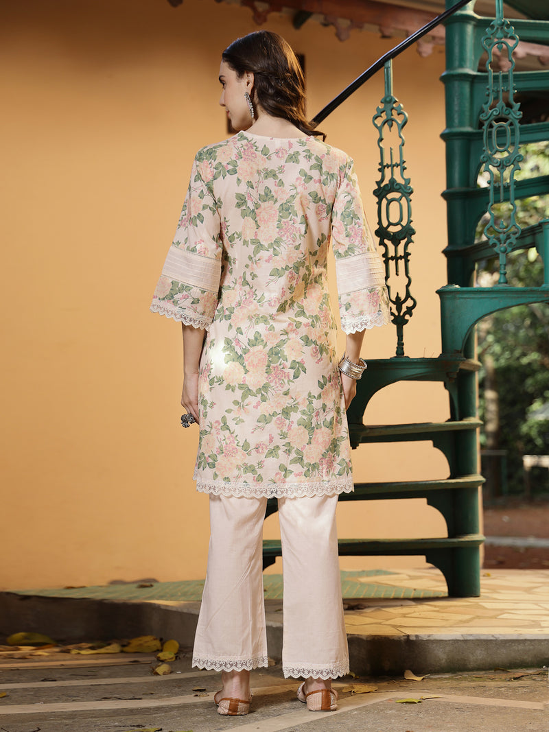 Stylum Women's Pestal Peach Floral Printed Cotton Co-ord Set (CSMARCOCPEACH)