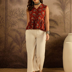 Stylum Women's Maroon Ethnic Printed Cotton Co-Ord Set (CSMAROONCRUISE)