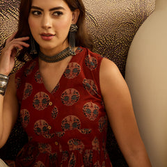 Stylum Women's Maroon Ethnic Printed Cotton Co-Ord Set (CSMAROONCRUISE)