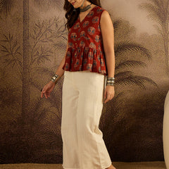 Stylum Women's Maroon Ethnic Printed Cotton Co-Ord Set (CSMAROONCRUISE)