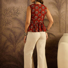 Stylum Women's Maroon Ethnic Printed Cotton Co-Ord Set (CSMAROONCRUISE)