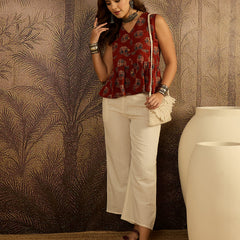 Stylum Women's Maroon Ethnic Printed Cotton Co-Ord Set (CSMAROONCRUISE)