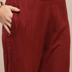 Stylum Women's Maroon Solid Crepe Co-Ords Set (CSMAROONLOUIS)