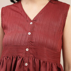 Stylum Women's Maroon Solid Crepe Co-Ord Set (CSMAROONVAIBS)