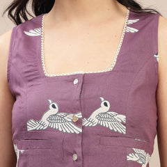 Stylum Women's Mauve Animal Printed Cotton Co-Ord Set (CSMAUVEBANTLEY)