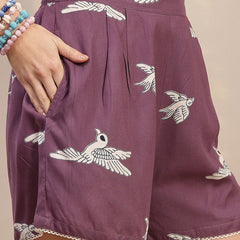 Stylum Women's Mauve Animal Printed Cotton Co-Ord Set (CSMAUVEBANTLEY)