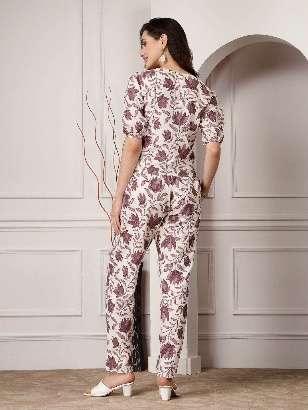 Stylum Women's Floral Printed Rayon Co-Ord Set (CSMAUVELUX)