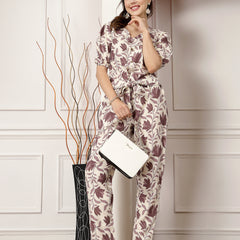 Stylum Women's Floral Printed Rayon Co-Ord Set (CSMAUVELUX)