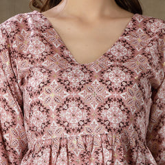 Stylum Women's Printed Cotton Blend Co-Ord Set (CSMAUVEZIVA)