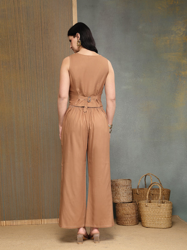 Stylum Women's Peach Solid & Embroidered Rayon Co-Ords Set (CSMOCHAHANDRA)