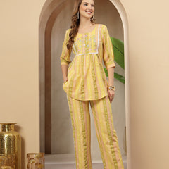 Stylum Women's Multi Solid & Embroidered Cotton Blend Co-Ord Set (CSMULTIJOLLY)