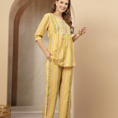 Stylum Women's Multi Solid & Embroidered Cotton Blend Co-Ord Set (CSMULTIJOLLY)