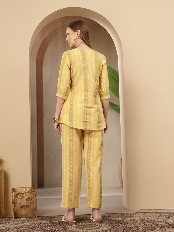 Stylum Women's Multi Solid & Embroidered Cotton Blend Co-Ord Set (CSMULTIJOLLY)