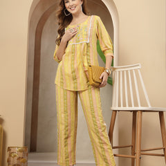 Stylum Women's Multi Solid & Embroidered Cotton Blend Co-Ord Set (CSMULTIJOLLY)