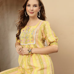 Stylum Women's Multi Solid & Embroidered Cotton Blend Co-Ord Set (CSMULTIJOLLY)
