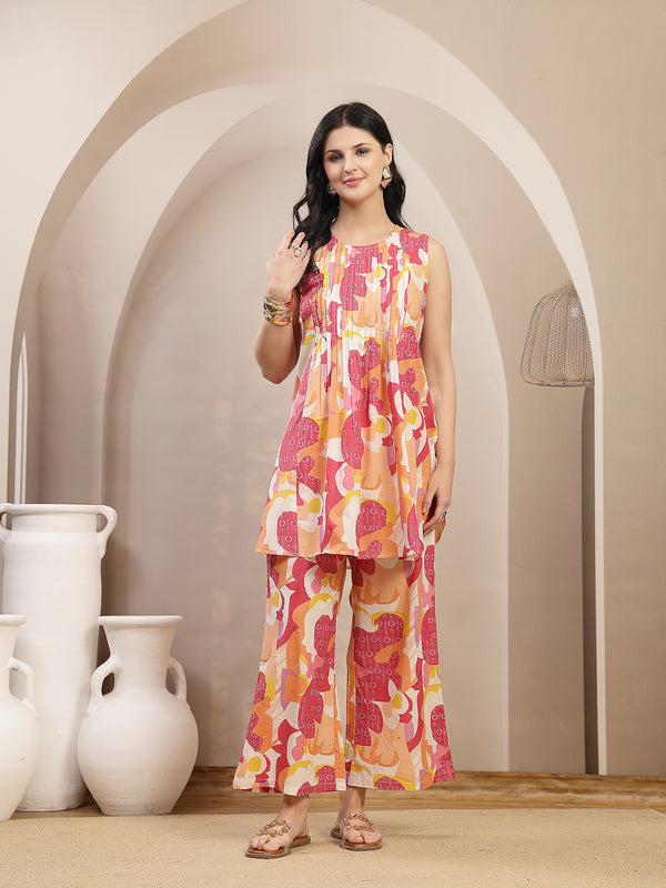 Stylum Women's Multi Abstract Printed Cotton Co-Ord Set (CSMULTITASK)