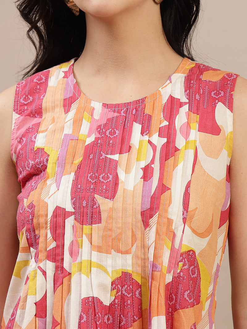 Stylum Women's Multi Abstract Printed Cotton Co-Ord Set (CSMULTITASK)