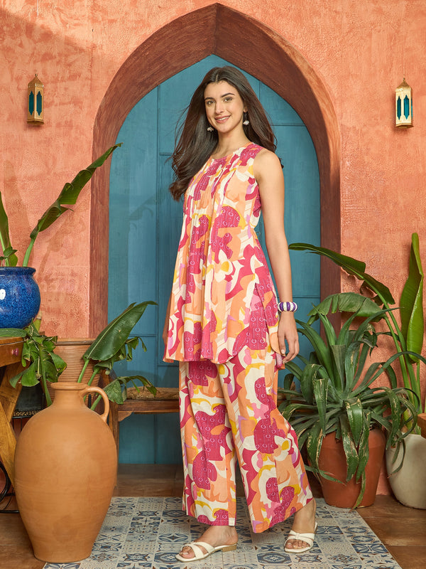 Stylum Women's Multi Abstract Printed Cotton Co-Ord Set (CSMULTITASK)