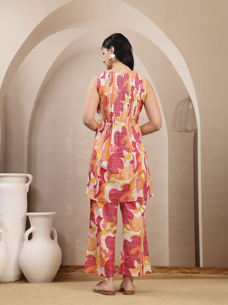 Stylum Women's Multi Abstract Printed Cotton Co-Ord Set (CSMULTITASK)