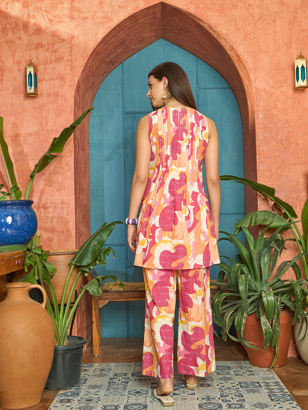 Stylum Women's Multi Abstract Printed Cotton Co-Ord Set (CSMULTITASK)