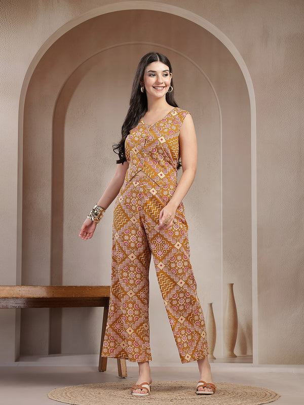 Stylum Women's Mustard Ethnic Printed Cotton Co-Ord Set (CSMUSTARDMURTI)