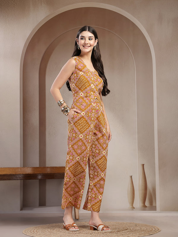 Stylum Women's Mustard Ethnic Printed Cotton Co-Ord Set (CSMUSTARDMURTI)
