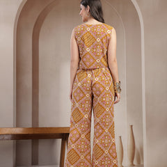 Stylum Women's Mustard Ethnic Printed Cotton Co-Ord Set (CSMUSTARDMURTI)