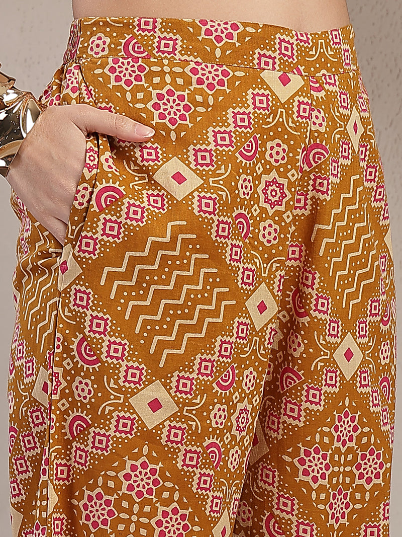 Stylum Women's Mustard Ethnic Printed Cotton Co-Ord Set (CSMUSTARDMURTI)
