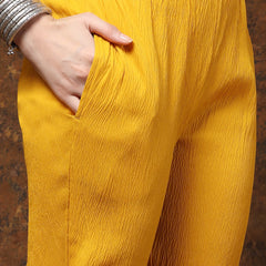 Stylum Women's Mustard Solid & Embroidered Italiya Crepe Co-ords Set (CSMUSTKALSI)