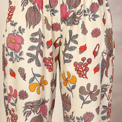 Stylum Women's Floral Printed Rayon A-Line Kurta Pant Set (CSNAINABEIGE)