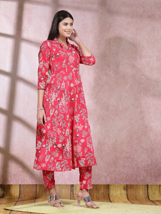 Stylum Women's Floral Printed Rayon Co-Ord Set (CSNAINAPINK)