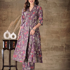Stylum Women's Floral Printed Rayon Co-Ord Set (CSNAINAPURPLE)