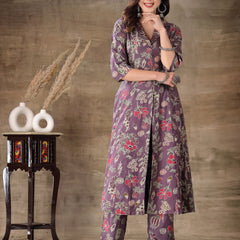 Stylum Women's Floral Printed Rayon Co-Ord Set (CSNAINAPURPLE)