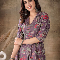 Stylum Women's Floral Printed Rayon Co-Ord Set (CSNAINAPURPLE)