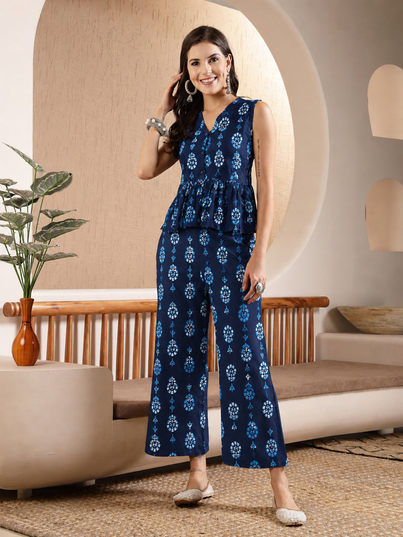 Stylum Women's Navy Ethnic Motif Printed Rayon Co-Ord Set (CSNAVYACTIVA)
