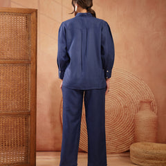 Stylum Women's Navy Solid & Embroidered Cotton Blend Co-Ord Set (CSNAVYAKIRA)