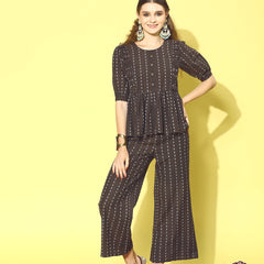 Stylum Women's Self Design Cotton Blend Co-Ord Set (CSNEXON)