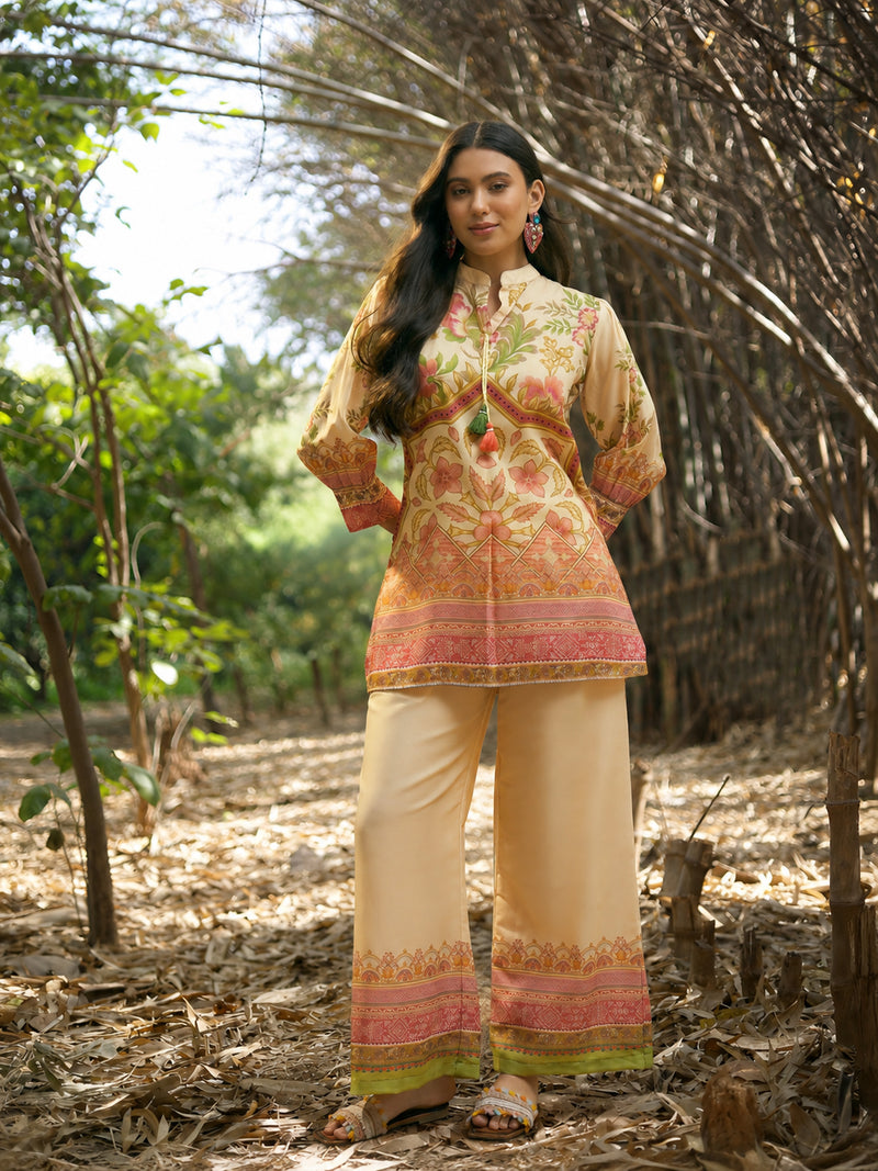 Stylum Women's Peach Floral Printed Rayon C-Ord Set (CSPEACHHINT)