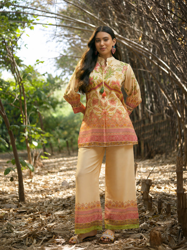 Stylum Women's Peach Floral Printed Rayon C-Ord Set (CSPEACHHINT)