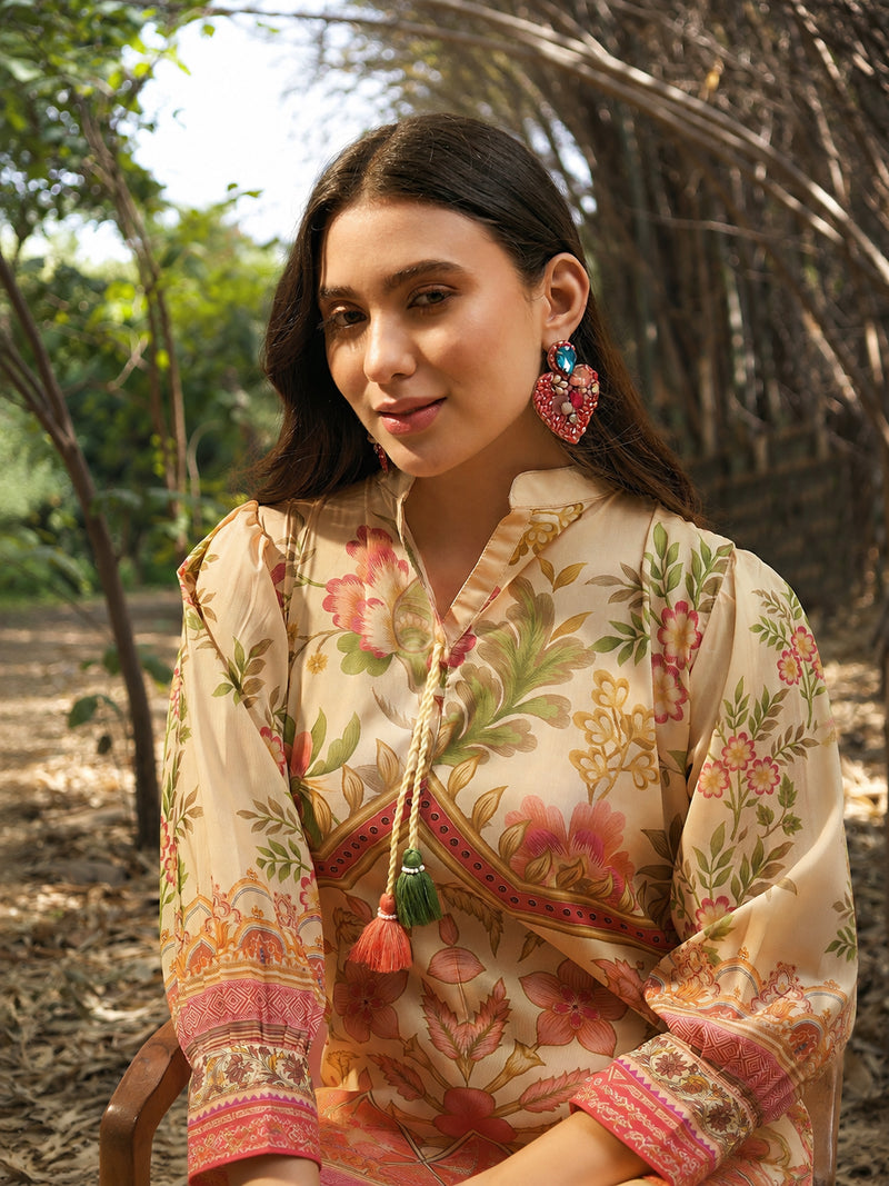 Stylum Women's Peach Floral Printed Rayon C-Ord Set (CSPEACHHINT)