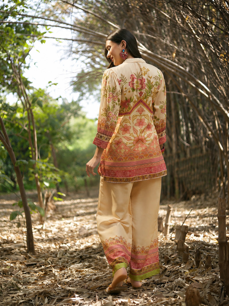 Stylum Women's Peach Floral Printed Rayon C-Ord Set (CSPEACHHINT)