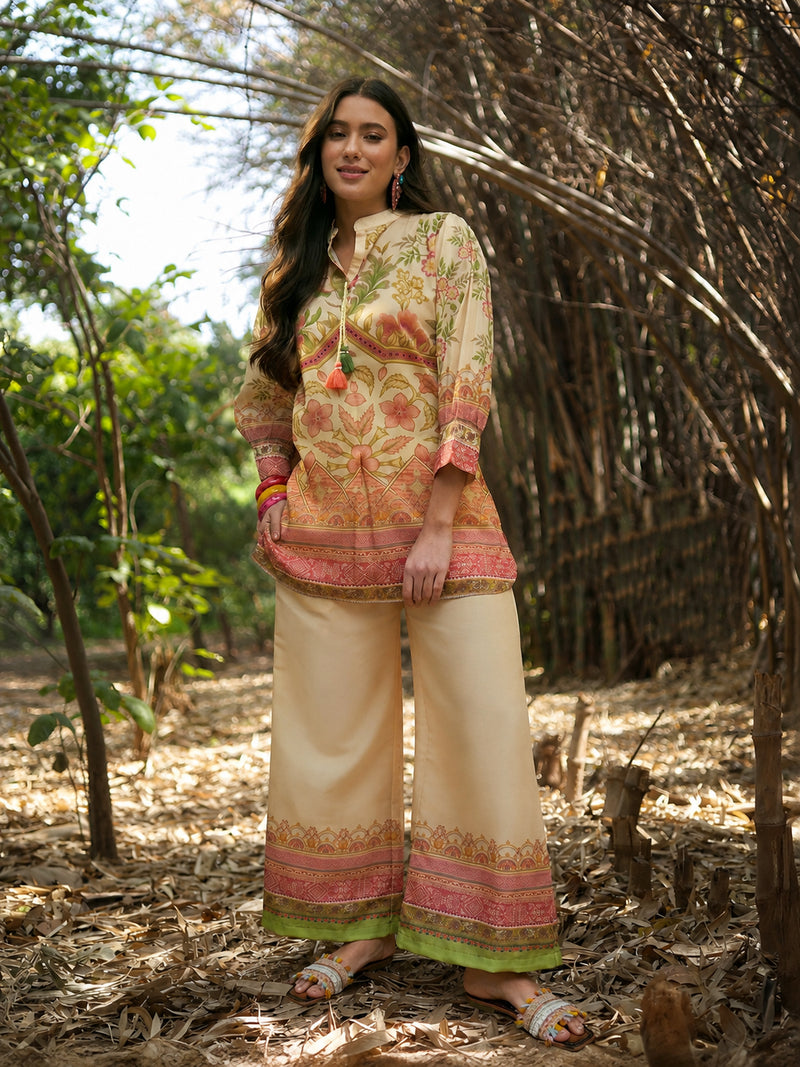 Stylum Women's Peach Floral Printed Rayon C-Ord Set (CSPEACHHINT)